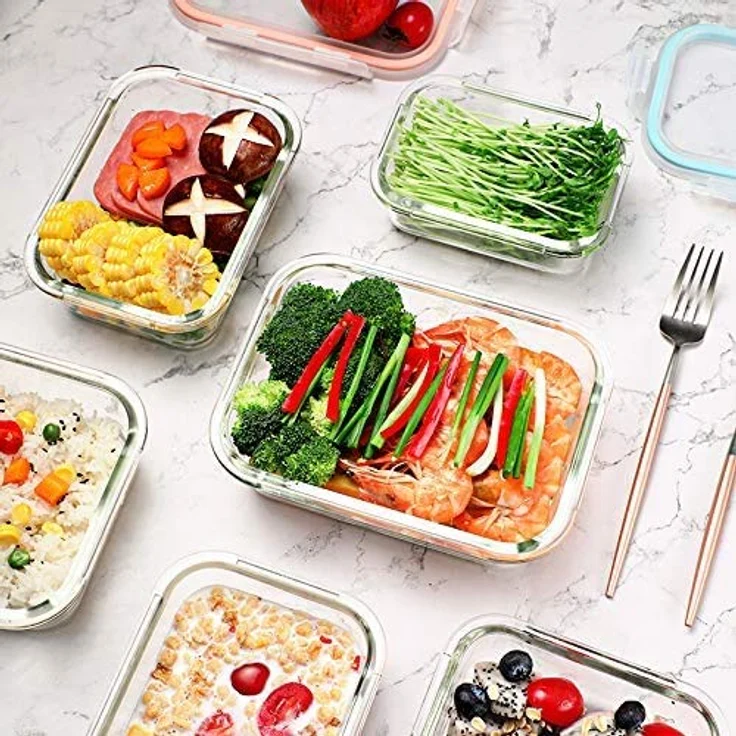 GENICOOK Vorratsdosen Set, 12 Stück aus Glas, BPA-frei, LFGB zertifiziert, stapelbar und temperaturbeständig von -40°C bis +400°C – Bild 2