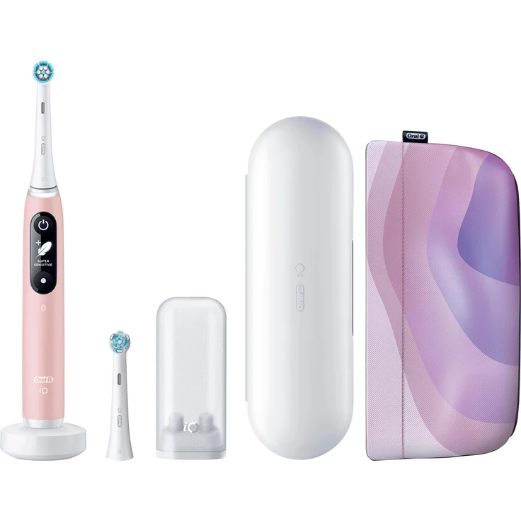 Oral-B iO Series 6, Elektrische Zahnbürste mit 5 Reinigungsmodi, Pink Sand, inklusive interaktivem Display und Andruckkontrolle