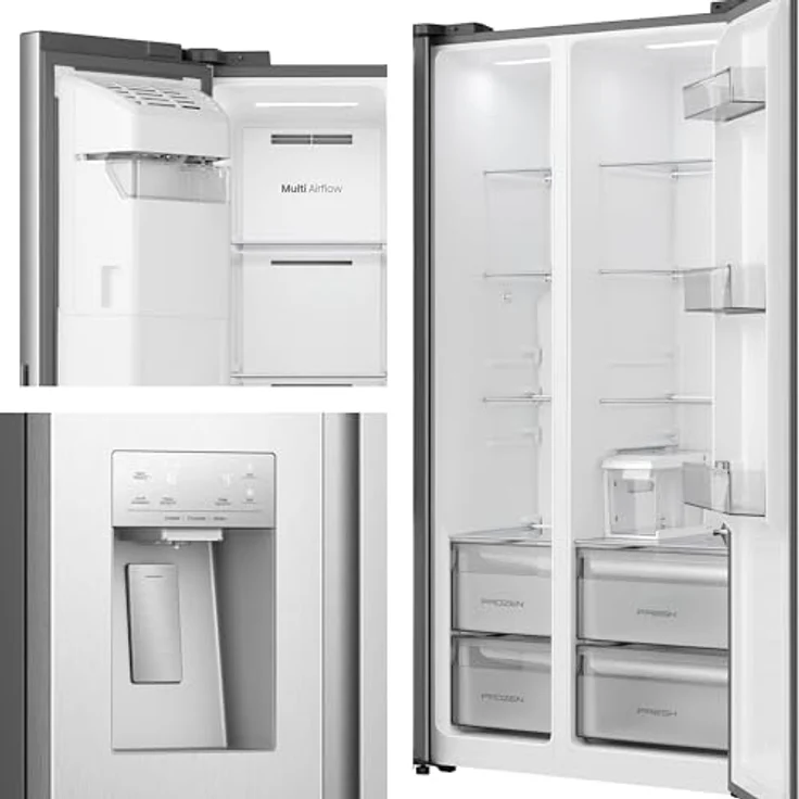 Hisense RS5P528STIE, Side-by-Side Kühl-Gefrier-Kombination in Edelstahl, 347 Liter Nutzinhalt, No-Frost-Technik, für 3-4 Personen, Energieeffizienzklasse E – Bild 11