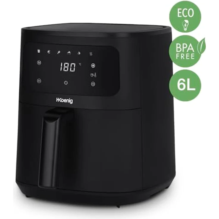 H.Koenig Airfryer XL FRY860 Heißluftfritteuse ohne Öl, 6 l Kapazität, 6 Programme, Touchscreen, bis zu 8 Personen, verstellbar 80 – 200 °C – Bild 2