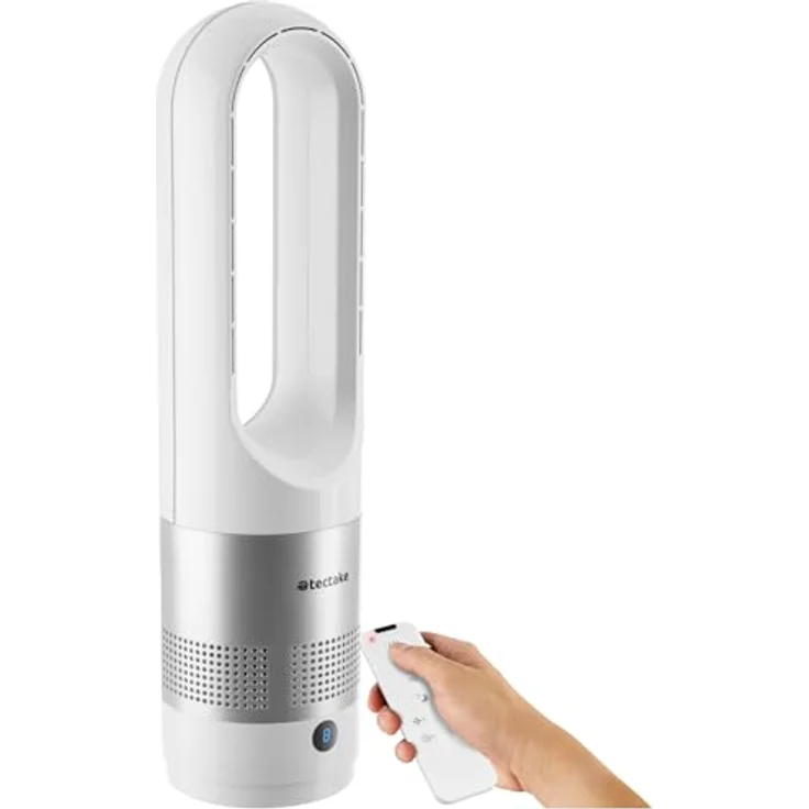 tectake® rotorloser Turmventilator mit Fernbedienung, 8 Geschwindigkeitsstufen, 80° Oszillation, leise für Schlafzimmer - weiß – Bild 1