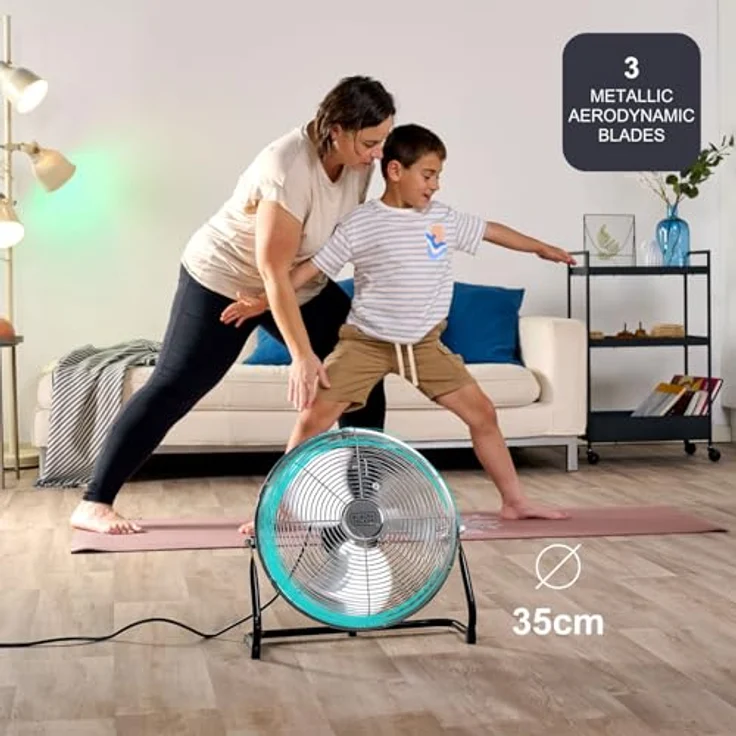 Black & Decker BXEFF61E, Standventilator, höhenverstellbar mit 3 Geschwindigkeiten und leisen Betrieb, Silber – Bild 4