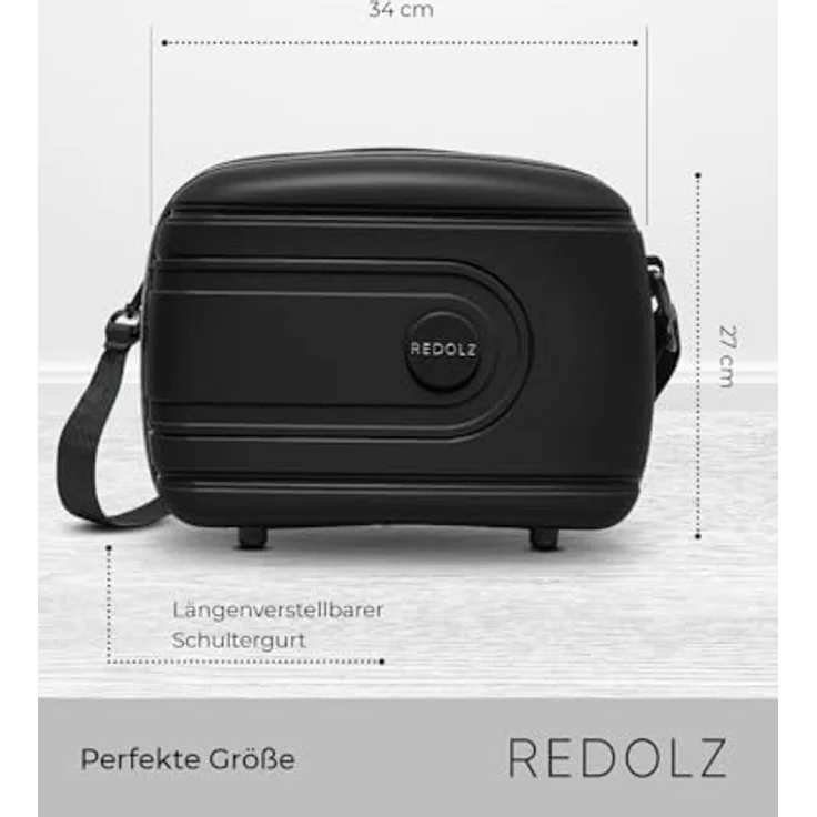 REDOLZ Hartschalen Handgepäck Kosmetik-Koffer | Stabiles Beauty-Case mit Aufsteckfunktion | 34 x 17 x 27 cm aus leichtem Polypropylen (Essentials 11) – Bild 3