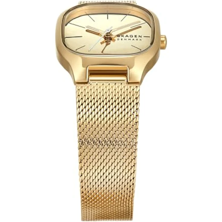 SKAGEN Quarzuhr MELLEM LILLE SKW3164, Damen-Armbanduhr mit goldfarbenem Edelstahlarmband und quadratischem 28-mm-Gehäuse – Bild 4