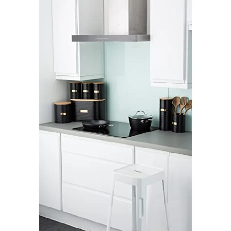 Typhoon Living airtight Biscuit/Cookie Aufbewahrungskanister, 2,6 Liter, matt schwarz mit Bambus Deckel und goldfarbenem Emblem – Bild 8
