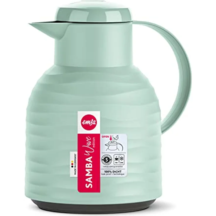 Emsa N4010800 Samba Wave Isolierkanne 1,0 Liter minze Quick-Press Kunststoff, Glas-Isolierkolben, Kaffeekanne: 12h heiß-24h kalt, made in Germany, 100 % dicht, minze – Bild 9