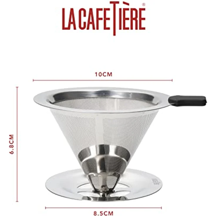 La Cafetière Filterloser Kaffeebereiter für Gießkaffee, Edelstahl, wiederverwendbar, inklusive Geschenkverpackung mit 12-monatiger Garantie – Bild 4