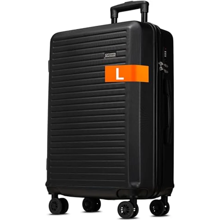 NOWI Koffer L 61L – mittelgroßer Hartschalen-Reisekoffer schwarz, 4 Doppelrollen, integriertes Zahlenschloss, robust und leicht – Bild 1