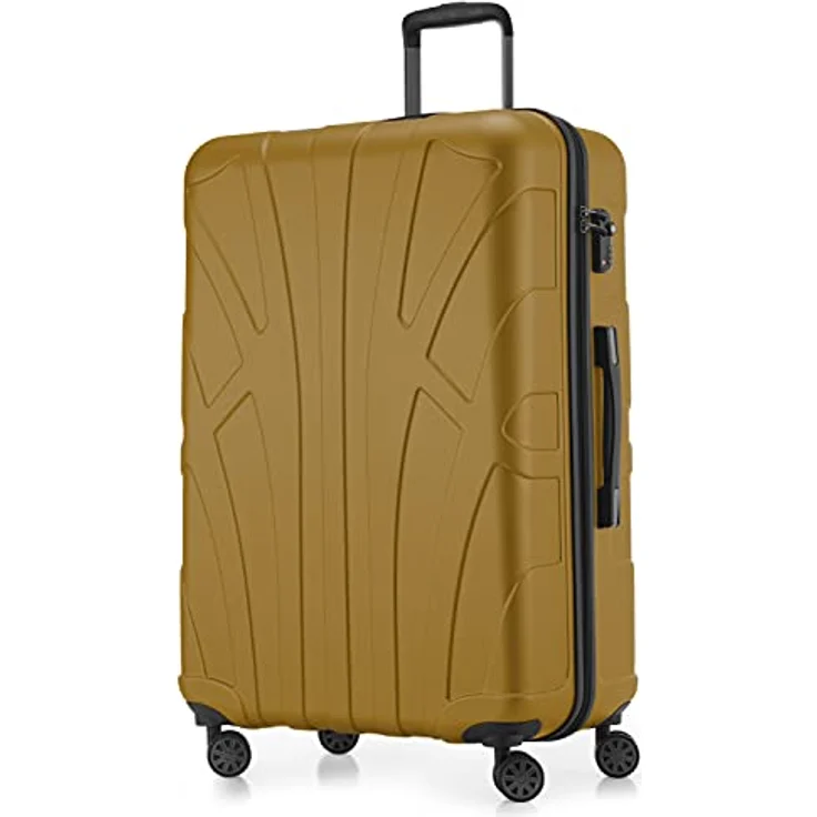 Suitline Hartschalen, Koffer Koffer Trolley Rollkoffer Reisekoffer 4 Rollen TSA 100% ABS Avocado – Bild 2