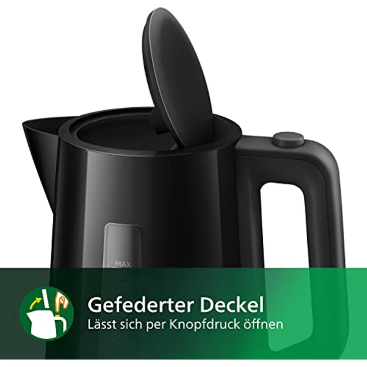 Philips HD9318-20 Wasserkocher Serie 3000, 1,7l, Federdeckel, LED-Anzeige, schwarz – Bild 5