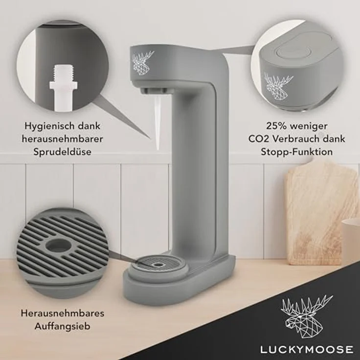 Luckymoose Infinity Wassersprudler mit 2x 1,25L Edelstahlflaschen, CO₂-sparend, kompatibel mit 60L CO₂-Zylindern – Bild 3