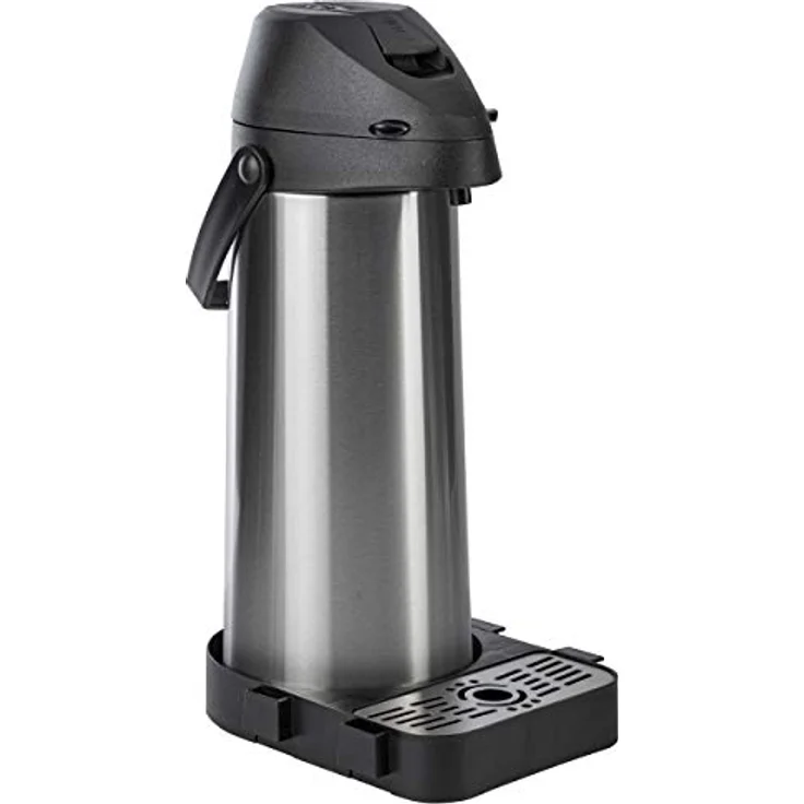 ONVAYA Airpot Pumpkanne 1,8 Liter + Tropfschale | Isolierkanne | Thermoskanne | Getränkespender | Edelstahl mattiert | Kaffeekanne | Doppelwandig – Bild 2