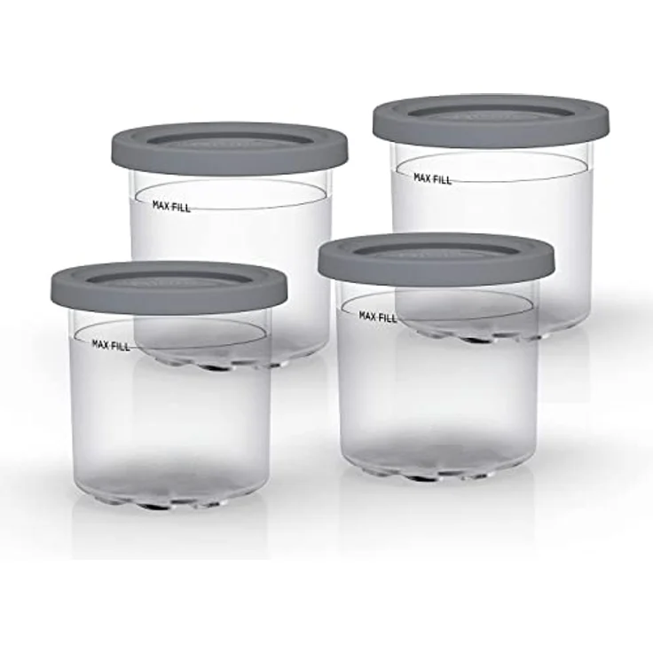 Ninja Dessert Tubs - Pack of 4 [XSK4PINTEUUK] Official Accessory Compatible with Ninja Ice Cream Maker NC300UK, Grey/Clear – Bild 1