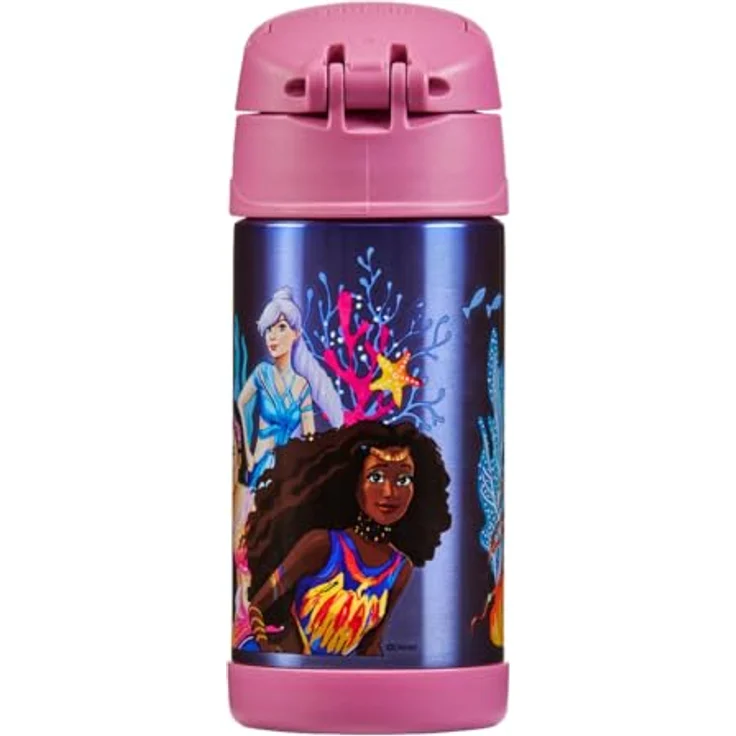 THERMOS kids FUNTAINER Trinkflasche 350ml, Edelstahl, Disney Meerjungfrau, 12h kalt, mit Strohhalm und Tragegriff, BPA-frei, für Schule und Kita – Bild 3