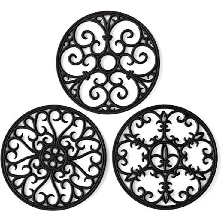 Silikonuntersetzer - Hot Pot Holder Hot Pads für Tisch & Arbeitsplatte - Teekanne Untersetzer - rutschfest & hitzebeständig Moderne Küche Hot Pads für Töpfe & heiße Teller, schwarz Untersetzer Set von 3 Stück schwarz