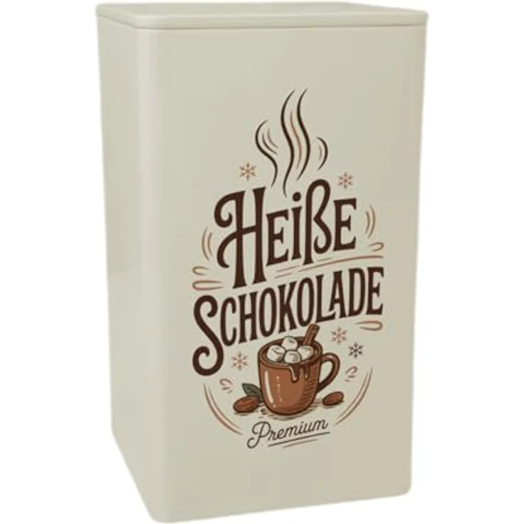 speecheese Heiße Schokolade Metalldose 900ml mit Vintage-Illustration und charmantem Spruch, Beige – Bild 1
