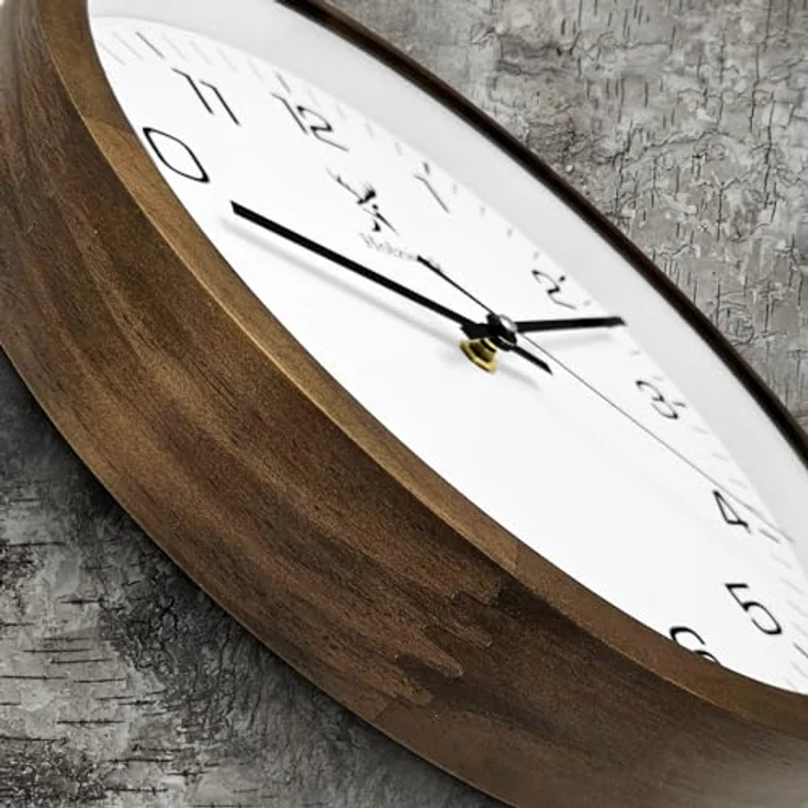 Holzwerk Wanduhr Designer Loft, Quarz Wanduhr aus massivem Fichten-Holz, weiß/grau, lautlos, 30 cm – Bild 4