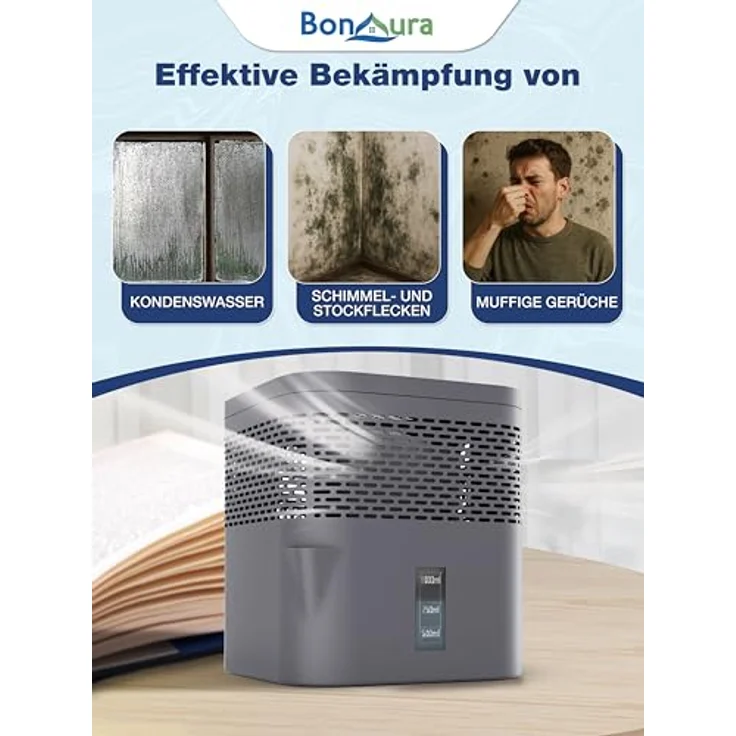 BonAura® Luftentfeuchter, Raumentfeuchter ohne Strom für Räume bis 16m², inklusive 450g Nachfüllpack - effektiver Schutz vor Schimmel und Feuchtigkeit – Bild 2