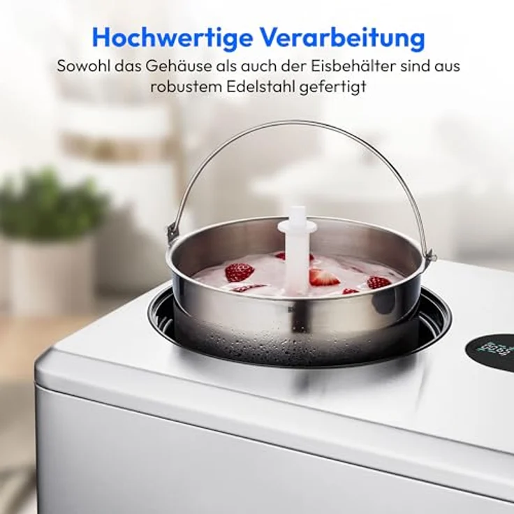 MEDION Smarte Eismaschine mit Kompressor MD12170, selbstkühlend, App Steuerung inkl. Eis-Rezepte, LED Display, 2 Liter, Joghurt Eiscreme, edelstahl – Bild 5