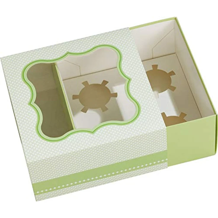 folia 48401 - Gebäck - Geschenkschachtel - Set I für 2 Boxen, lebensmittelechte Pappboxen je 20 x 20 x 10 cm, mit Sichtfenster und Einlage, ideal zum Verschenken von Muffins und Cupcakes – Bild 3