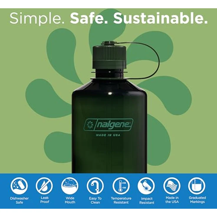 Nalgene Trinkflasche 'EH Sustain', 1 Liter, Enghals, BPA/BPS-frei, aus 50% recycelten Materialien, spülmaschinengeeignet – Bild 2