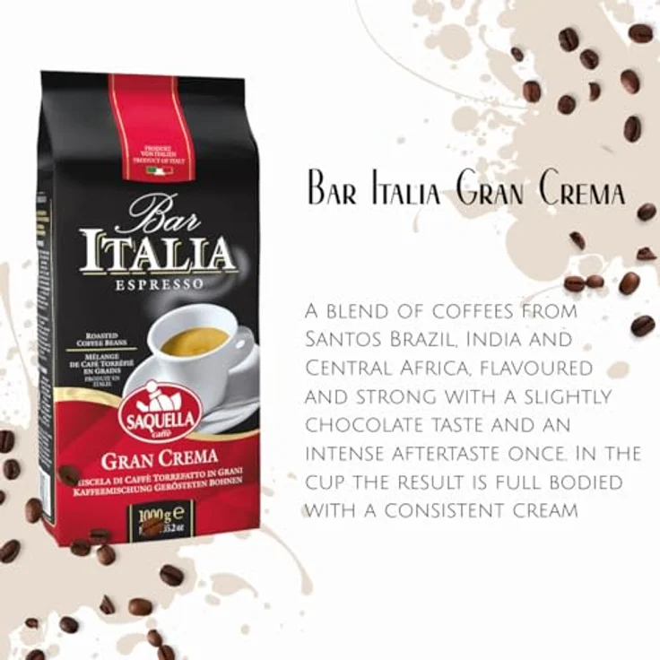 SAQUELLA Espresso Bar Italia Gran Crema 1kg, Kaffeebohnen – Bild 4