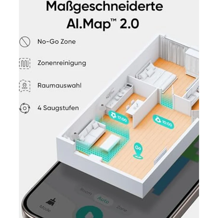 eufy L60 Saugroboter mit Absaugstation, 5.000Pa Saugkraft, Anti-Haar-Verwicklung, iPath-Laser-Navigation, 60 Tage selbständige Reinigung – Bild 4