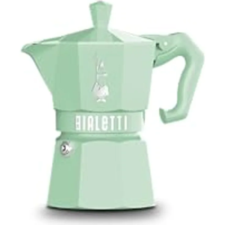 BIALETTI MOKA EXCLUSIVE GREEN, Italiensche Kaffeemaschine für 3 Tassen, aus grünem Aluminium mit ergonomischem Griff, geeignet für alle Küchentypen