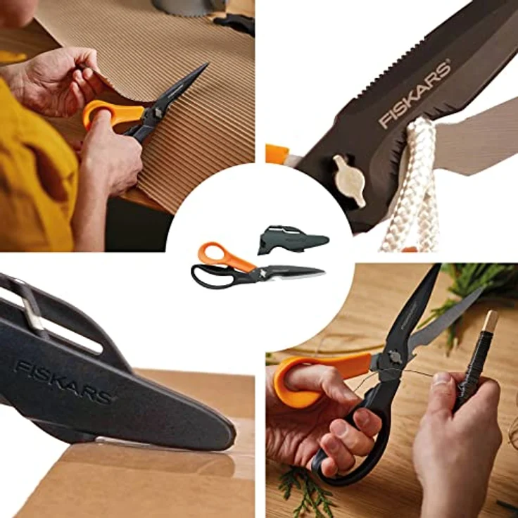 Fiskars Mehrzweckschere mit trennbaren Klingen, Inklusive Schutzhülle mit Scheren-Schärfer, Länge 23 cm, Titaniumbeschichtung, Rostfreier Stahl-Klinge-Kunststoff-Griffe, Schwarz-Orange, Cuts + More, 1000809 – Bild 3