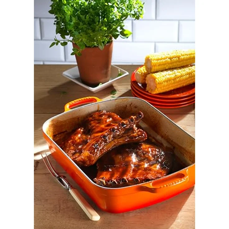Le Creuset Signature Gusseisen-Bratreine, 33 cm, Rechteckig, Für alle Herdarten und Induktion geeignet, Volumen: 4,9 l, Ofenrot – Bild 7