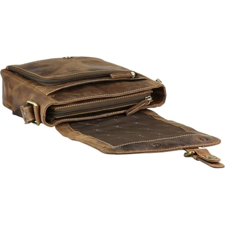 Greenburry Vintage Umhängetasche Leder, 26 cm x 10 cm x 25 cm, braun, 100% Leder – Bild 3