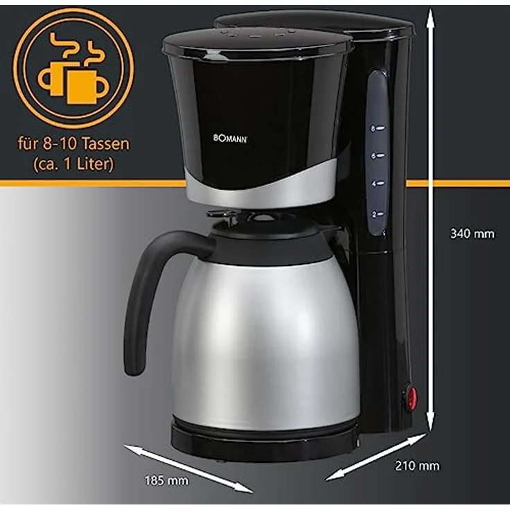 BOMANN Filterkaffeemaschine KA 168 CB, Kaffeemaschine für 8-10 Tassen, Thermokanne – Bild 6