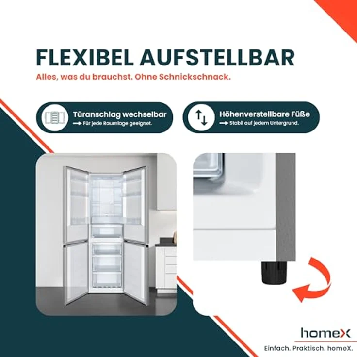 homeX CFSN3041A-S, Kühl-Gefrier-Kombination No Frost, 304 Liter, freistehend, leise 35 dB, Silber – Bild 11