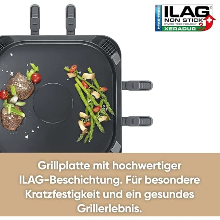 Severin RG 2350 Raclette für 8 Personen mit Downdraft-Technologie, ILAG-Grillplatte, LED-Display & spülmaschinengeeigneten Pfännchen – Bild 7
