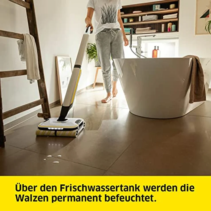 Kärcher Hartbodenreiniger FC 7 Cordless Extra, kabelloser Bodenreiniger mit 4 rotierenden Mikrofaserwalzen, Akkulaufzeit: ca. 45 min, Flächenleistung pro Akkuladung: ca. 135 m², exklusiv bei Amazon – Bild 4
