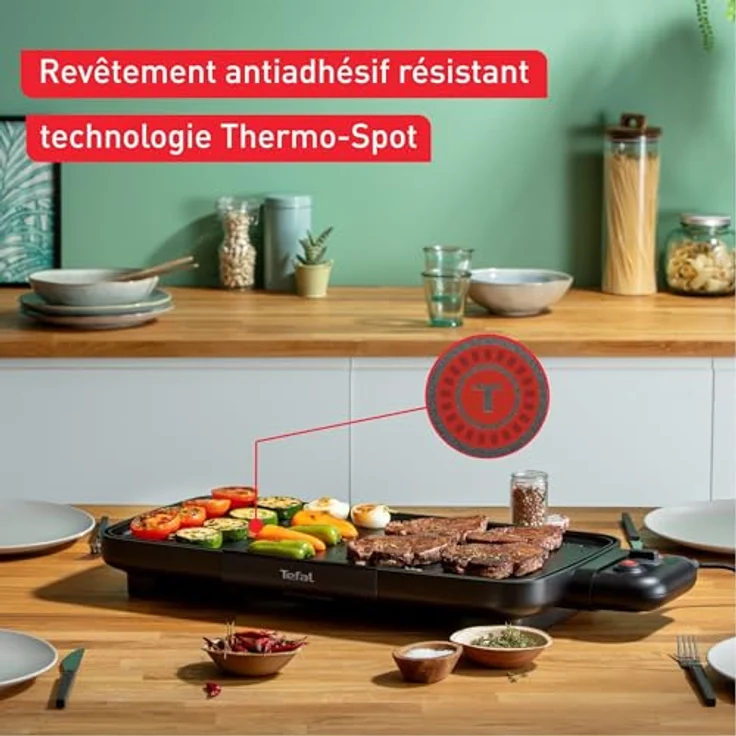 Tefal Plancha Booster Tischgrill CB6428, 2200 W, extra große Grillfläche, Boost-Zone, 6 Temperaturstufen, schwarz – Bild 4