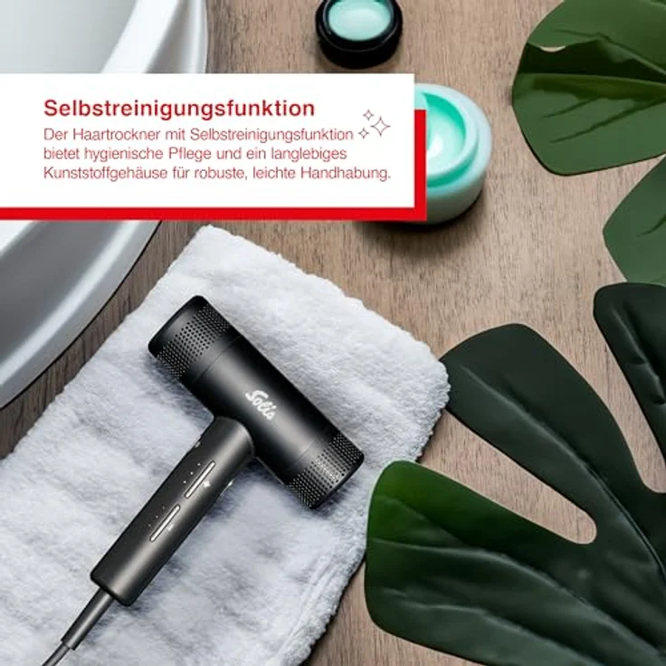 Solis Hair Perfection Ionen Haartrockner mit Föhnaufsatz, 1600 Watt, Schwarz, mit Selbstreinigungsfunktion und Kaltluft-Taste – Bild 5