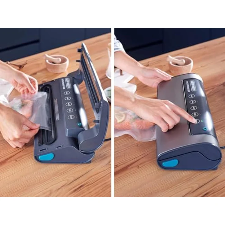 Leifheit Vakuumiergerät Vacu Power 500, Vakuumierer mit doppelter Schweißnaht, Lebensmittel bleiben 5x länger frisch, ideal zum Sous-Vide-Garen, Folienschweißgerät inkl. 10 Vakuumierbeuteln 20x30cm – Bild 5