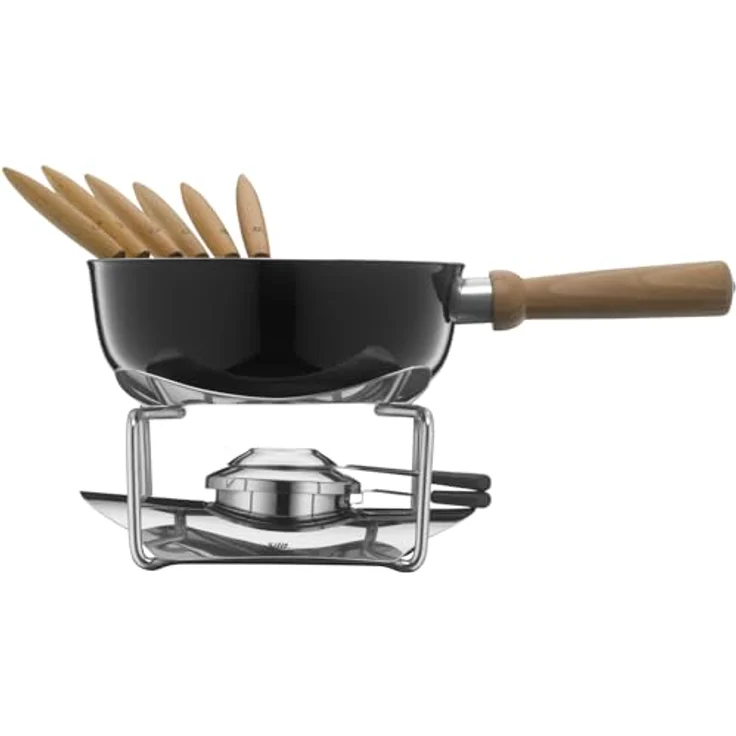 Silit Käsefondue-Set 9-teilig Fondue für 6 Personen, Silargan Funktionskeramik, induktionsgeeignet, spülmaschinengeeignet, Kasserolle Rechaud Brenner Fonduegabeln – Bild 3