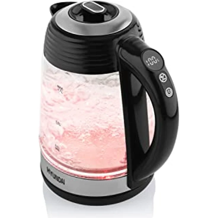 HYUNDAI VK 780 Glas Wasserkocher mit 7 Temperatureinstellungen I 40-100°C I LED Beleuchtung I Warmhaltefunktion I 1.7 Liter I 2200 Watt – Bild 2