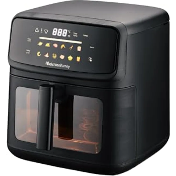 Melchioni Family Heißluftfritteuse Martina, 10 l, 2100 W, 12 Programme, digitales LED-Display, schwarz
