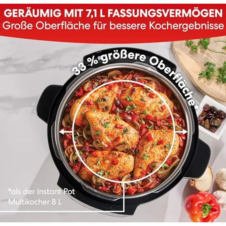 Instant Pot Multikocher Rio Wide 7in1 Slow Cooker XL Schongarer Joghurtzubereitung Dämpfen Rio Wide, 1200 W, 7.1 l Schüssel, bis zu 6 Portionen, Edelstahl – Bild 4
