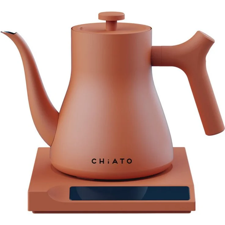 CHiATO flowPLAY Wasserkocher, Terrakotta-Farbe, 0,6 l, Temperatureinstellung 40-100 °C, 360° drehbarer Sockel, Überhitzungsschutz