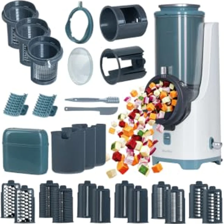 Genius Nicer Dicer Electro PRO Set 32-tlg., leistungsstarker Allesschneider mit 9 Schneid-Einsätzen, sage – Bild 1