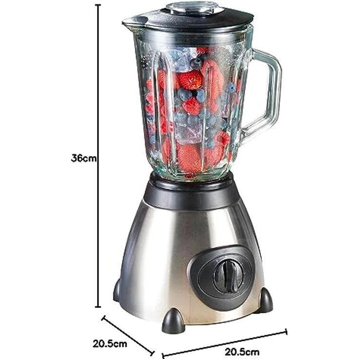 Rosenstein & Söhne Standmixer, Glas, 600W, 1,5 Liter, 5 Geschwindigkeiten, Pulse-Funktion, silber, schwarz – Bild 9