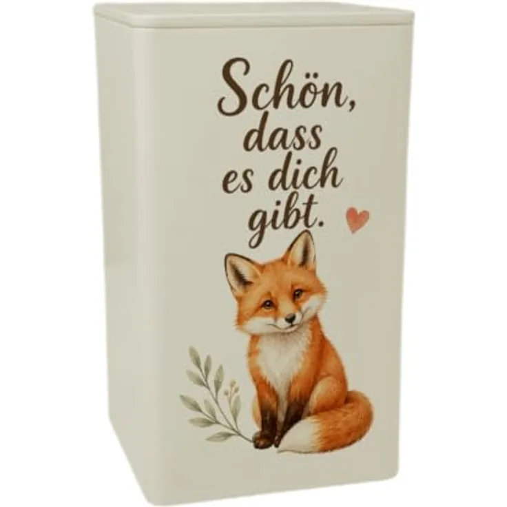 speecheese Dose 900ml Fuchs, Aufbewahrungsdose mit Herzmotiv und Spruch, Metall