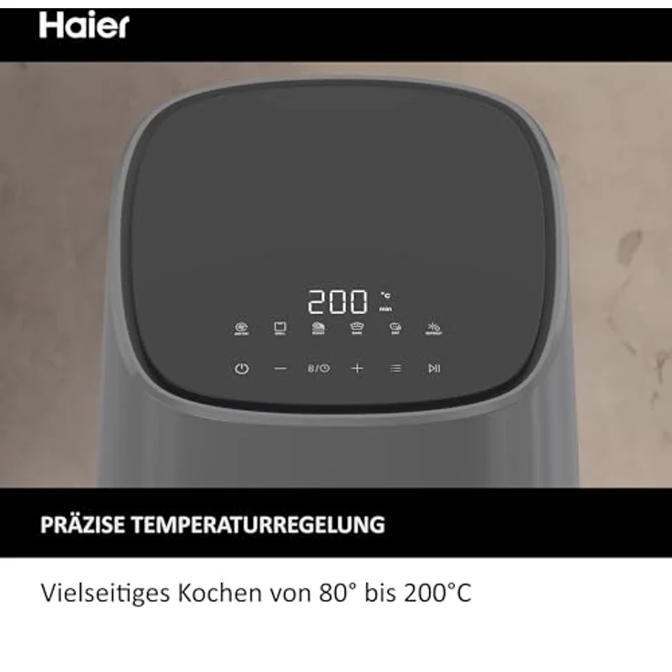 Haier Heißluftfritteuse mit LED Display I Airfryer mit 6 Programmen & 5L Volumen für 4 Personen I 1500W Fryer I Fritteuse Heißluft ohne Fett I spülmaschinenfest [HAF5P] – Bild 5