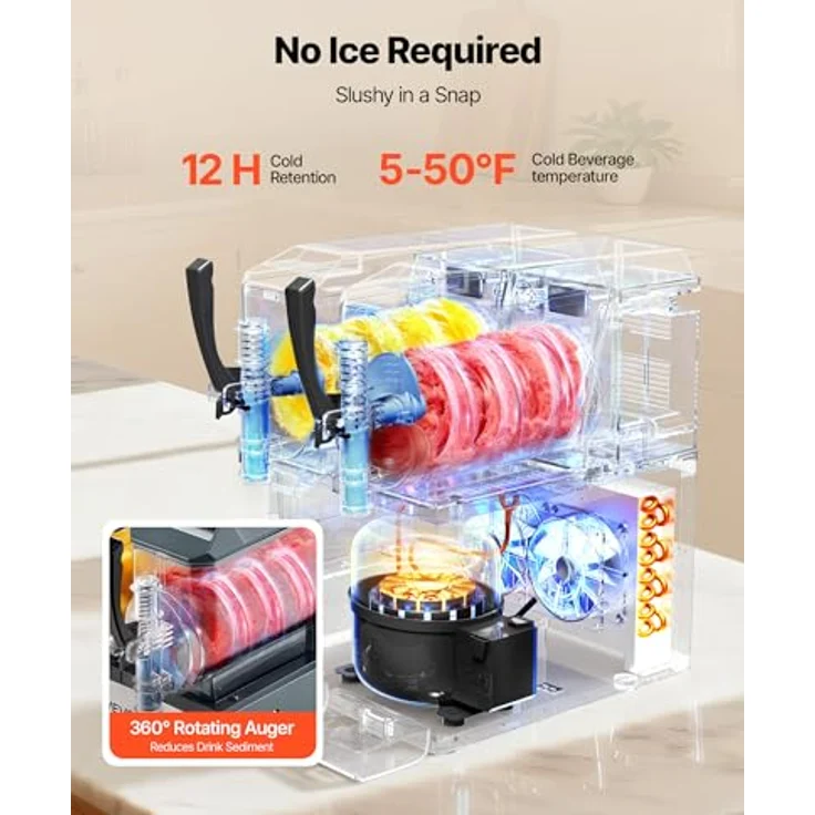 VEVOR Slush Maschine 2 x 4 L, Elektrische Margarita-Maschine mit Selbstreinigungsfunktion, 455 W für Frozen Margaritas und Milchshakes – Bild 3