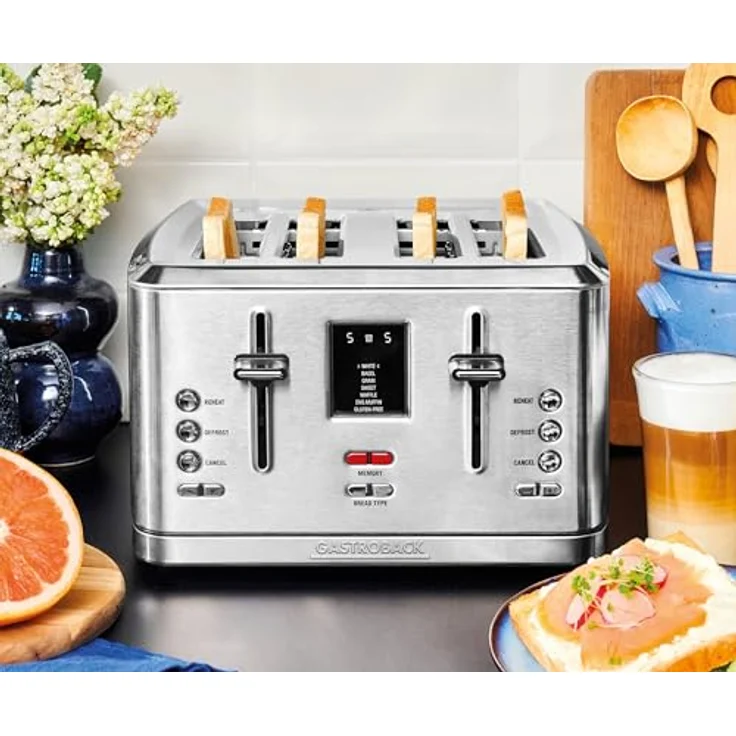 Gastroback Design Toaster PRO 4S 4-Scheiben-Toaster, 950W, 7 Toasprogramme, 7 Bräunungsstufen, Speicherfunktion, Hilift-Funktion, edelstahl – Bild 5