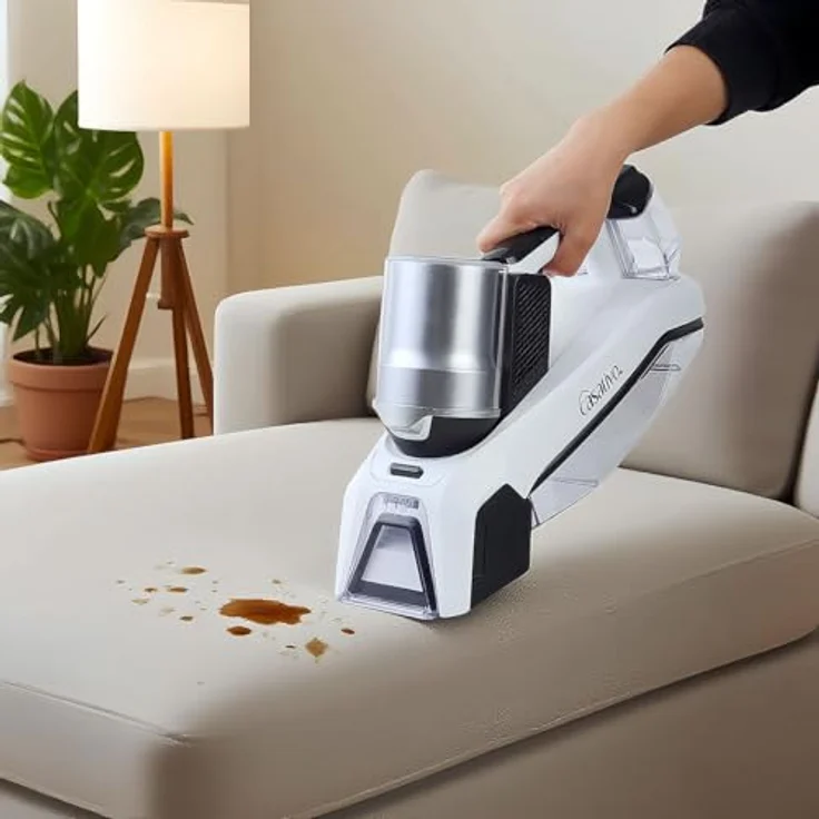 Casativo Kabelloser Profi Waschsauger 60W, Li-Ion-Akku für Polster, Textilien und Autositze, leistungsstarker Fleckenentferner mit zwei Bürsten-System – Bild 3